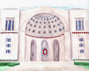 Ohio State Football Stadium Aquarel schilderij