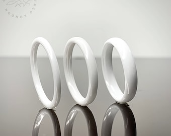 Eve | Minimalist Ceramic Gloss Finish White Ring | Stacking Band - 2 MM / 3 MM / 4MM