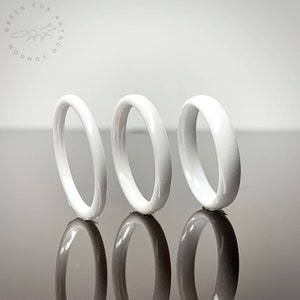 Eve | Minimalist Ceramic Gloss Finish White Ring | Stacking Band - 2 MM / 3 MM / 4MM