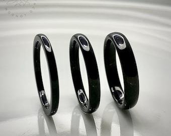 Eve | Minimalist Ceramic Gloss Finish Black Ring | Stacking Band - 2 MM / 3 MM / 4MM