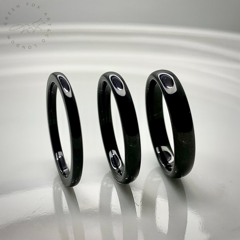 Eve | Minimalist Ceramic Gloss Finish Black Ring | Stacking Band - 2 MM / 3 MM / 4MM 