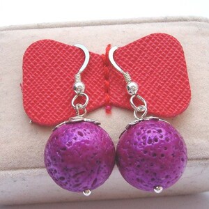 Earrings with purple balls and 925 silver image 2