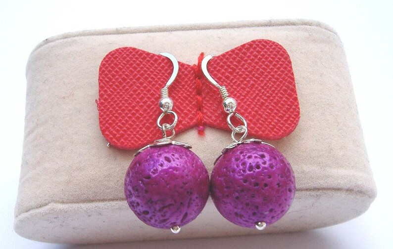 Earrings with purple balls and 925 silver image 2