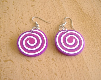 Fimo spiral earrings and laminated silver