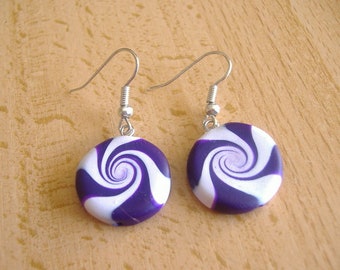 Purple earrings with fimo