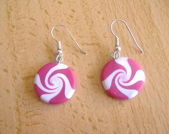 Boucles d'oreilles roses avec fimo