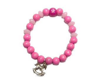 Bracelet rose pour fille avec pendentif