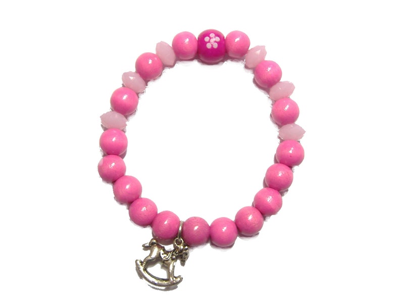 Pink bracelet for girls with pendant image 1