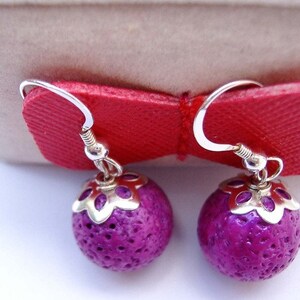 Earrings with purple balls and 925 silver image 3