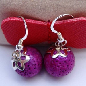 Earrings with purple balls and 925 silver image 1