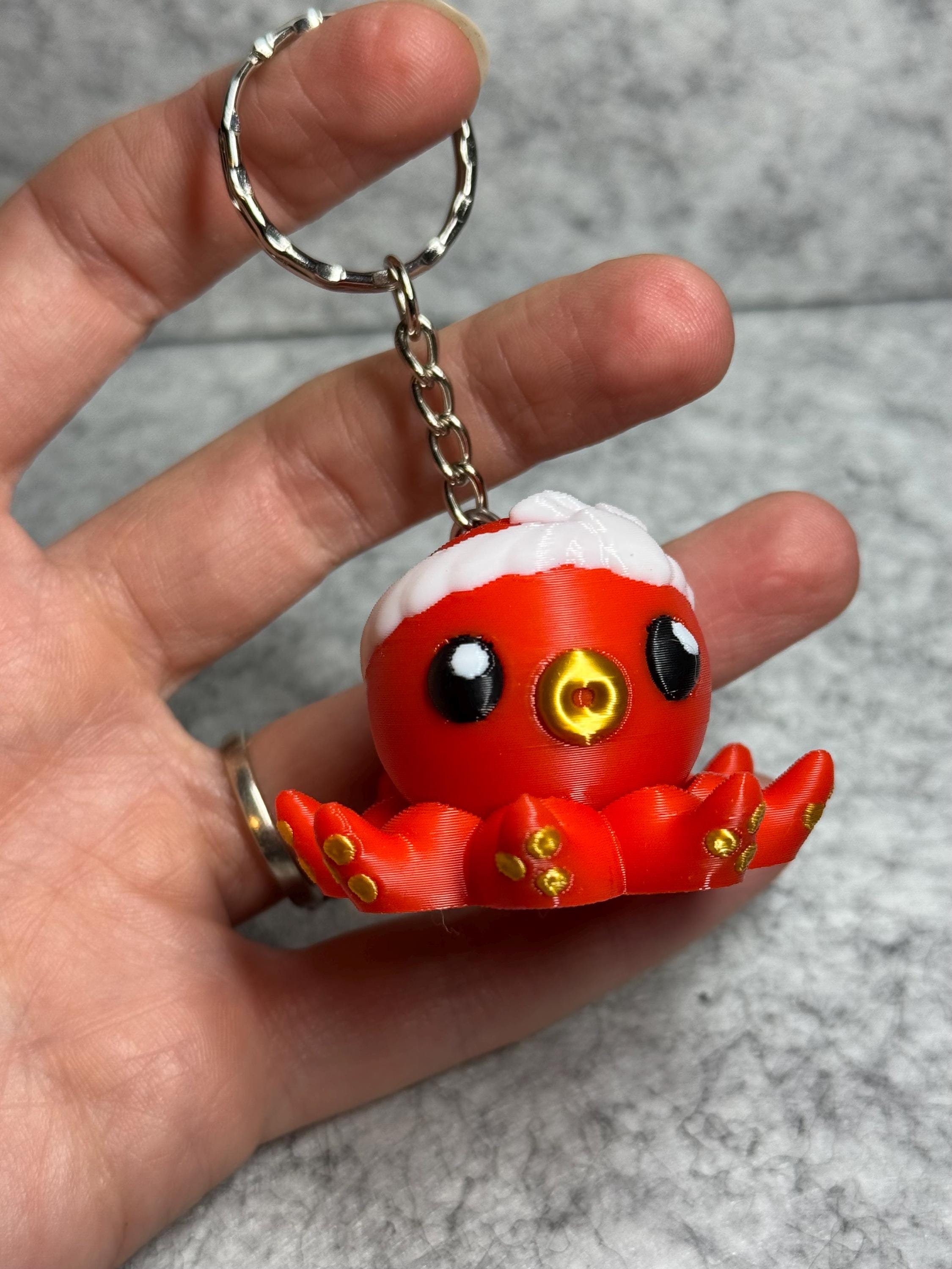 3D Printed Kawaii Takoyaki Octopus Fidget Spinner Keychain
