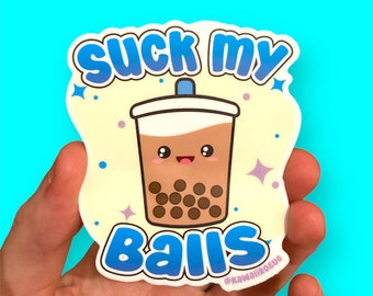 Divertida pegatina de té de burbujas: Calcomanía de té con leche de dibujos animados kawaii