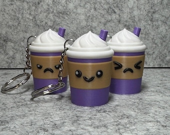 Llavero con forma de taza de café Kawaii impreso en 3D – Accesorio para llevar