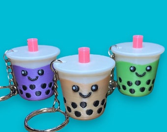 Kawaii Boba Tea Keychain - 3D Printed Bubble Tea Accessory