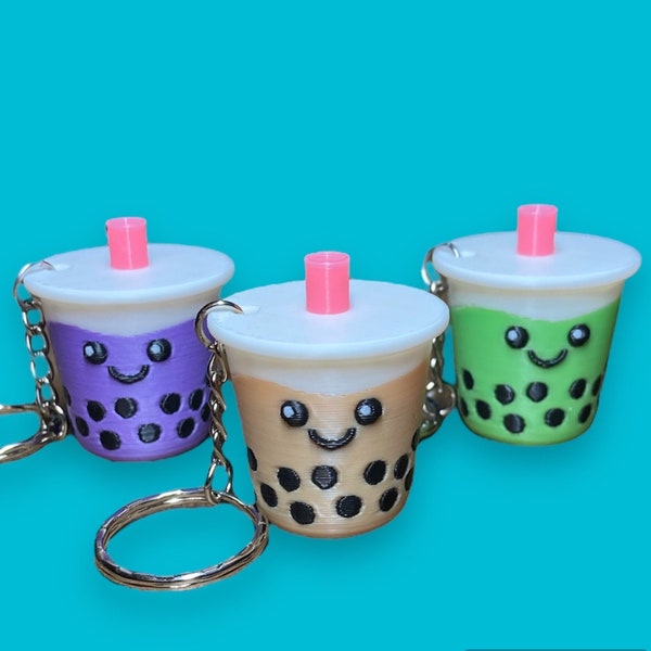 Cute Kawaii Boba Tea Keychain - Bubble Tea accessory - 3D printed Milk tea keychain - for people who love that adorable harajuku look