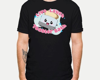 Camiseta de baño con tostadora "Vive, ríe" - Camiseta divertida de humor negro - Ropa con humor retorcido - Regalos para personas inestables
