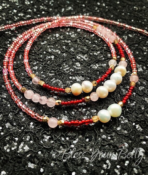 rose quartz waist beads