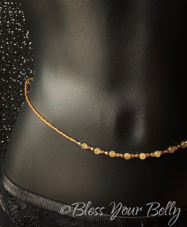 Waist Beads Gold Rutile Quartz Goddess of the Sun by Bless Your Belly Waist Beads