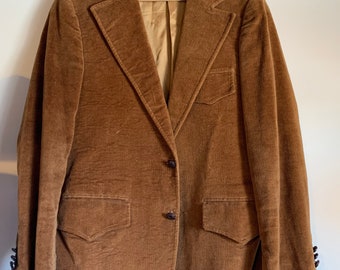 Whiskey Brown Corduroy Blazer // 70s Longline Sport Coat