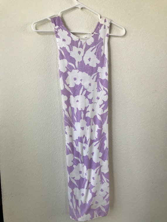 Tropical Cotton Purple Flower Halter Mini Dress