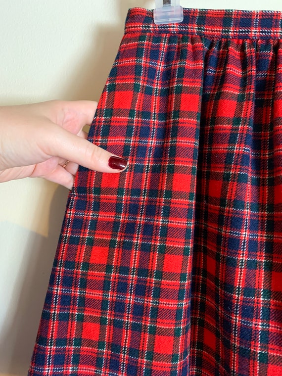 Pendleton Red Plaid Wool Skirt // Pleated Midi Sk… - image 5