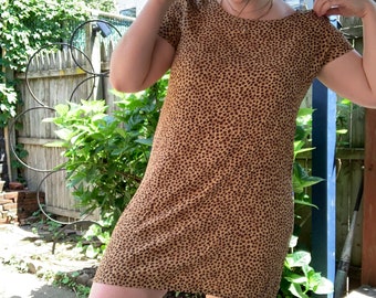 90s Leopard Print Shift Mini Dress // Jones Studio Size L