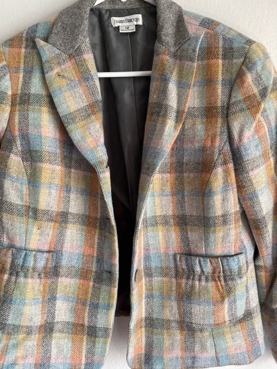 Vintage Multi-plaid colorful wool blazer - image 6