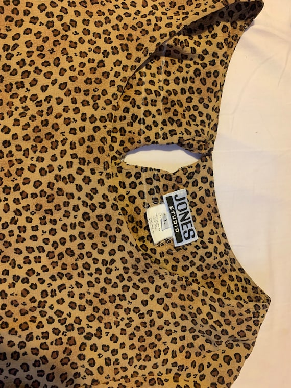 90s Leopard Print Shift Mini Dress // Jones Studio Si… - Gem