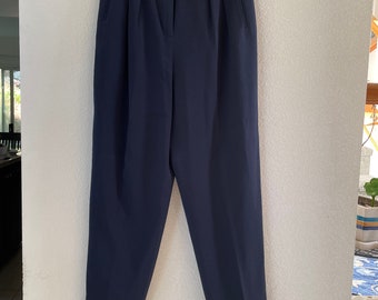 Vintage Liz Claiborne navy blue pleat front business casual pants