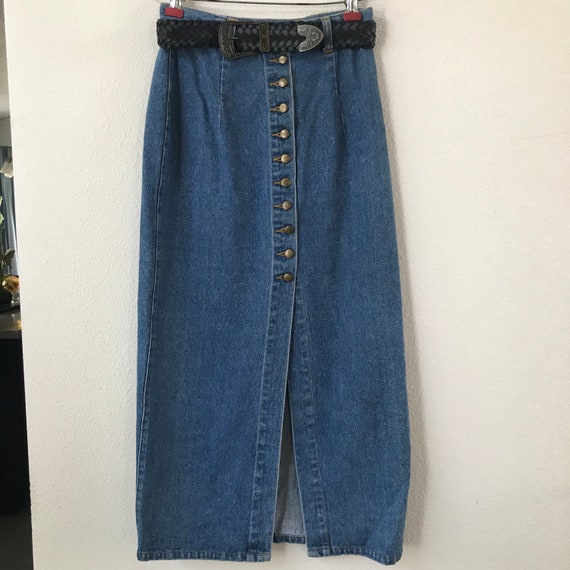 Western Style Denim high waisted skirt with belt - image 3