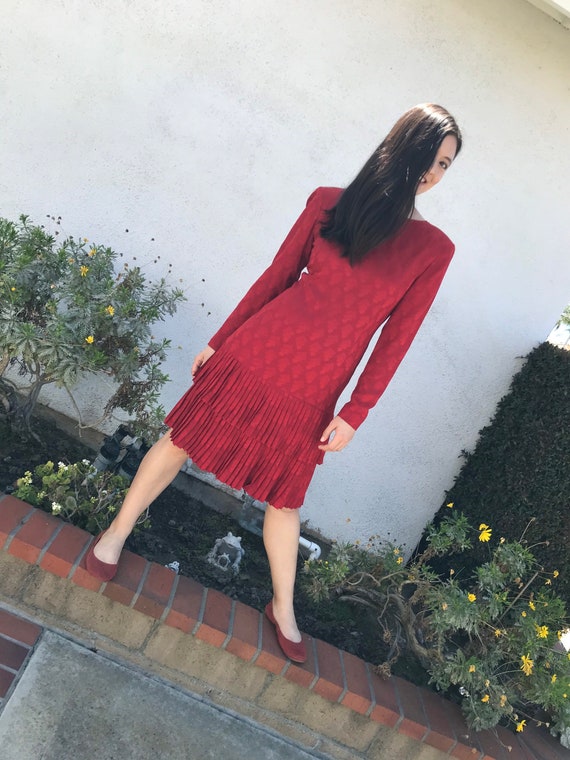 80s chic red drop-waist party dress