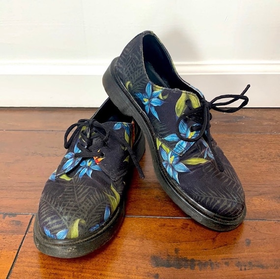 familie Observatory Ewell Dr. Martens lester Floral Print Black Shoe // Mens US Size - Etsy