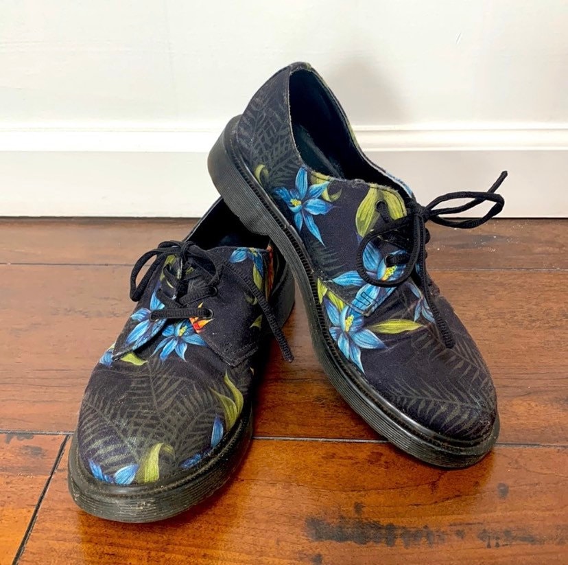 Dr. Martens lester Floral Print Black Shoe Mens US Size 7 Etsy UK