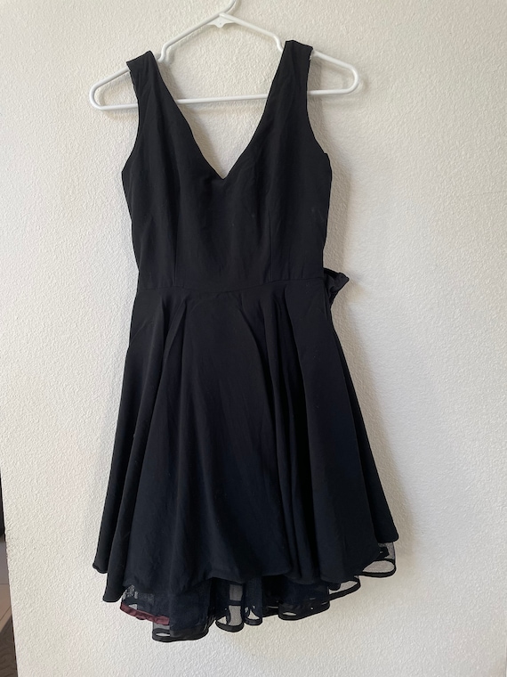 80s black tulle party dress with bow - image 1