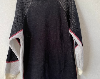 Vintage colorblock black red and white sweater