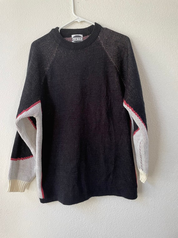 Vintage colorblock black red and white sweater