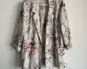 1990s floral blazer-type shacket