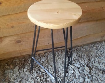 Hairpin Bar Stool Clear Wood Top - Custom Heights Available
