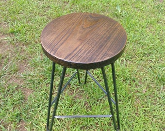Hairpin Bar Stool Ash Top stained Dark Walnut - Custom Heights Available