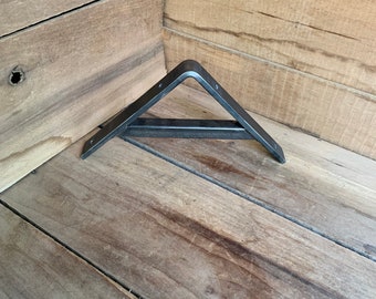 Narrower 1.5" Wide Triangle Steel Shelf Brackets Mantle Brackets - Heavy Duty - Per Bracket - Beeswax Coating Optional