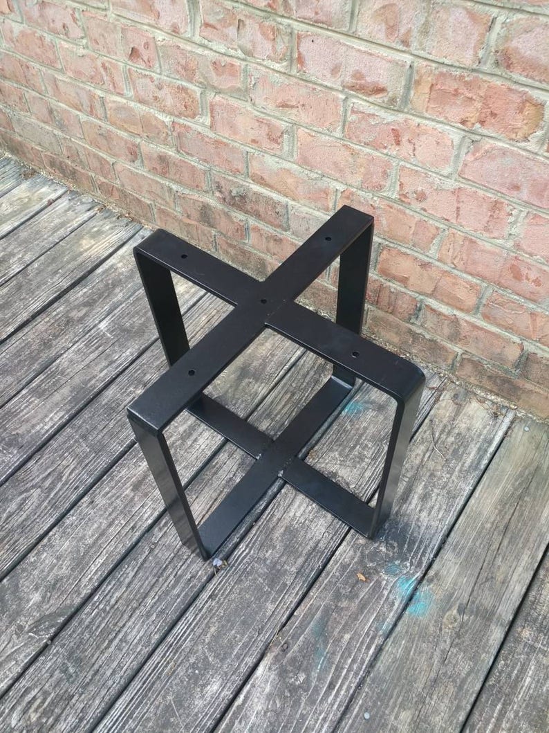 Metal Table Base Powdercoated Black Etsy