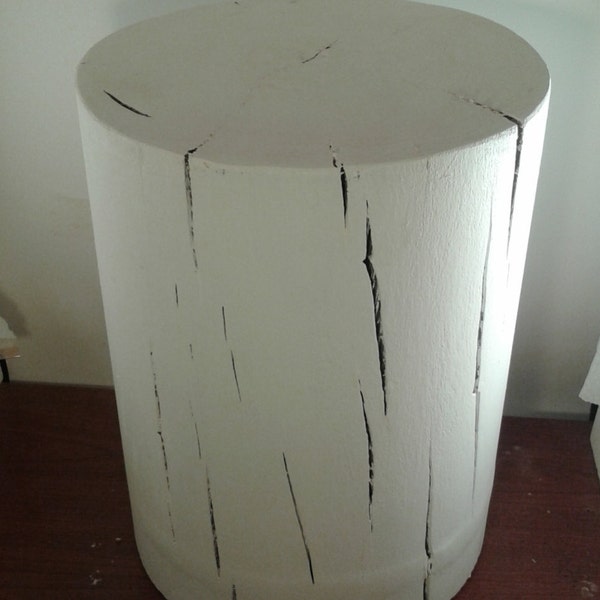Completely Painted White Stump Table Bedside Table Sofa Table Stump Stool - Custom Heights Available