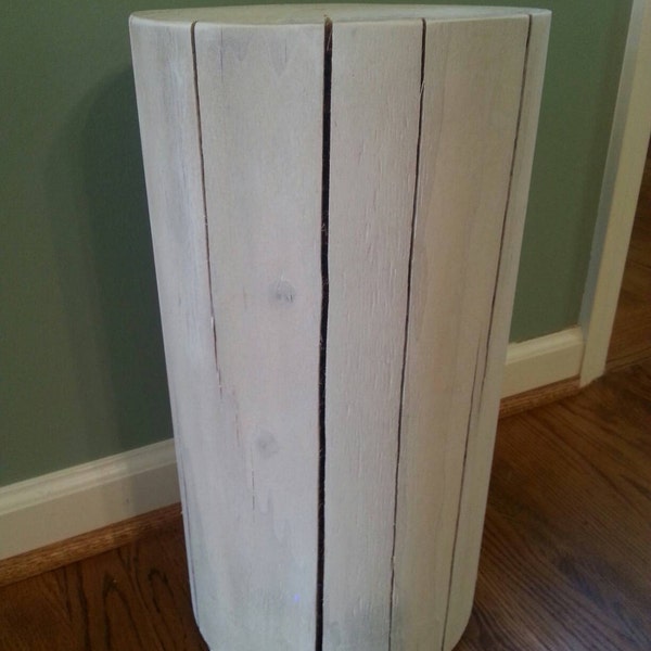 White Washed Tree Stump Table Bedside Table Sofa Table Stump Stool - 8-9" diameter Custom Heights Available