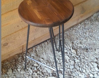 Hairpin Bar Stool Early American Top - Custom Heights Available