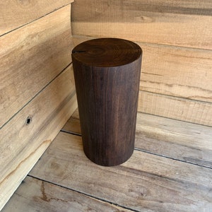 Walnut stained poplar stump table stool plant stand side table- Custom Heights Available