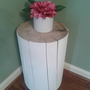 Painted White Stump Table Bedside Table Sofa Table Stump Stool - 7-8&quot; diameter Custom Heights Available