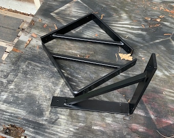 Thick 2" Wide Black Triangle Steel Shelf Brackets Mantle Brackets - Heavy Duty - Per Bracket