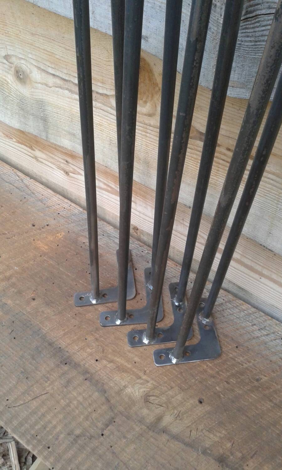 Optional Beeswax coating EACH LEG SOLD SEPERATELY Raw Steel 26" Hairpin Legs 