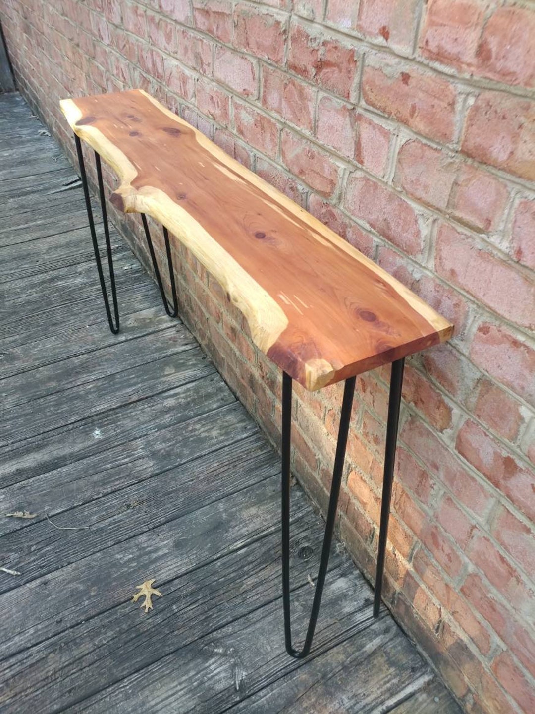 Cedar Console Table on Black Hairpin Legs - Etsy