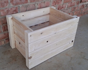 Simple Knotty White Pine Box - Rustic toy box, Rustic crate, Wooden crate, Wooden toy box, Rustic wooden storage bin.